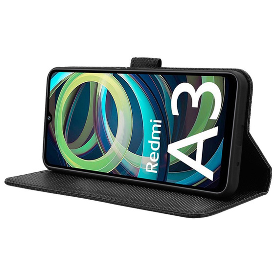 Flip case for Xiaomi Redmi A3, Wallet Smart Magnet, black
