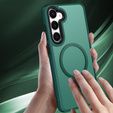 Case for Samsung Galaxy S21 FE, for MagSafe, ERBORD Matt Case, green + Screen Glass