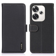 KHAZNEH RFID case for Xiaomi Poco F6, Litchi Texture, black