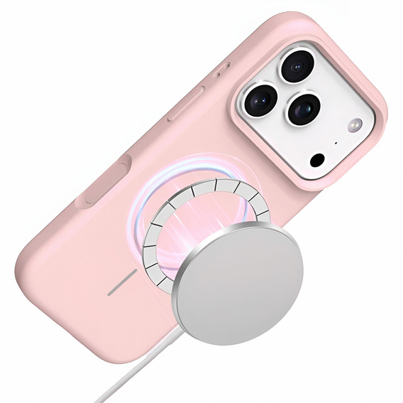Silicone case for iPhone 17 Pro Max, for MagSafe, anti-shock, pink