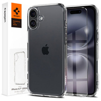 Spigen case for iPhone 16 Plus, Ultra Hybrid, transparent + 9H Tempered Glass