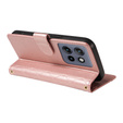 Flip case for Motorola Edge 50 Neo / Motorola ThinkPhone 25, Rhombus Crossbody Leather, pink rose gold