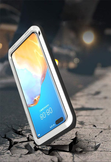 Love Mei Case for Huawei P40 Pro, armored without glass, silver