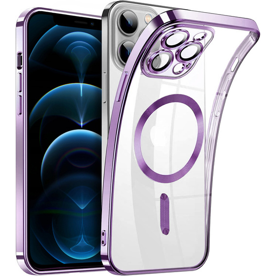 Case for iPhone 12 Pro, Electro MagSafe, purple + Screen Glass