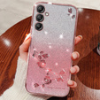 Case for Samsung Galaxy A25 5G, Glitter Flower, pink rose gold