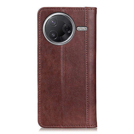 Flip case for Xiaomi Poco F7 Pro / F7 Ultra, Split Leather, brown