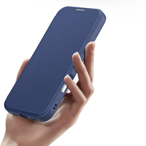 Dux Ducis case for iPhone 17, Skin X Pro, with flap, for MagSafe, navy blue