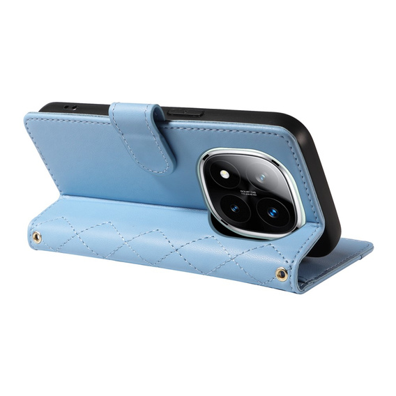 Flip case for Xiaomi Redmi Note 14 Pro 5G / Xiaomi Redmi Note 14 Pro+ 5G / Xiaomi Poco X7 5G, Rhombus Crossbody Leather, blue