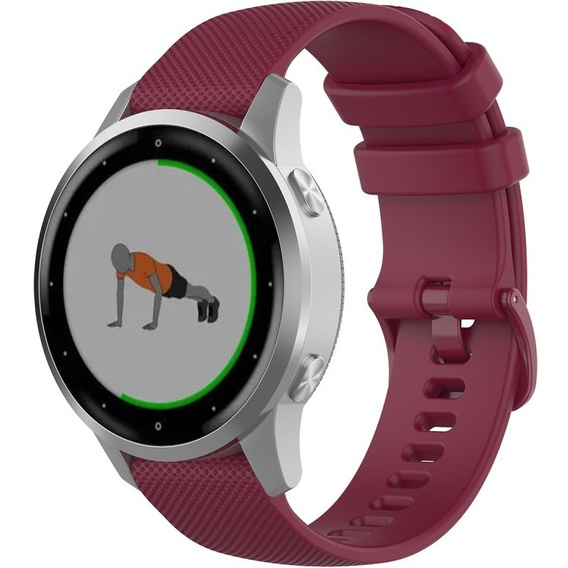 Silicone strap for 18mm do Garmin Vivomove 3S / Vivoactive 4S, Wine Red