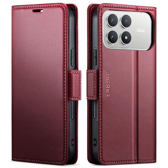 ERBORD Glossy Litchi flip case for Xiaomi Poco F8 Pro