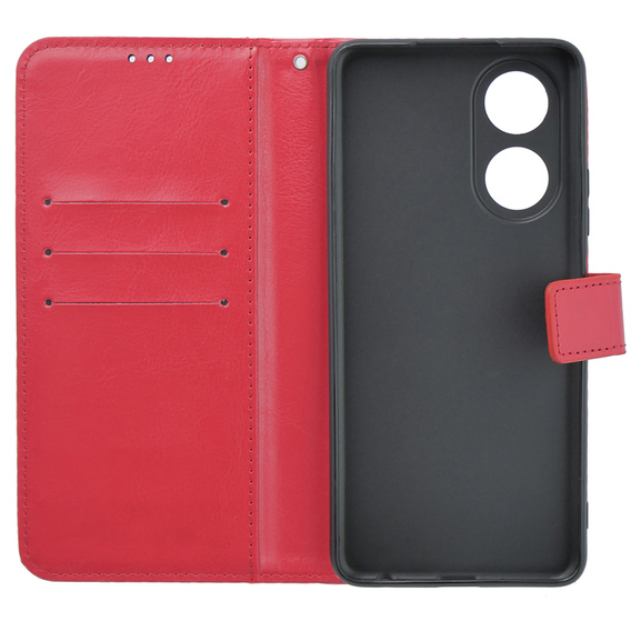Flip case for Oppo A58 4G, Crazy Horse Wallet, red