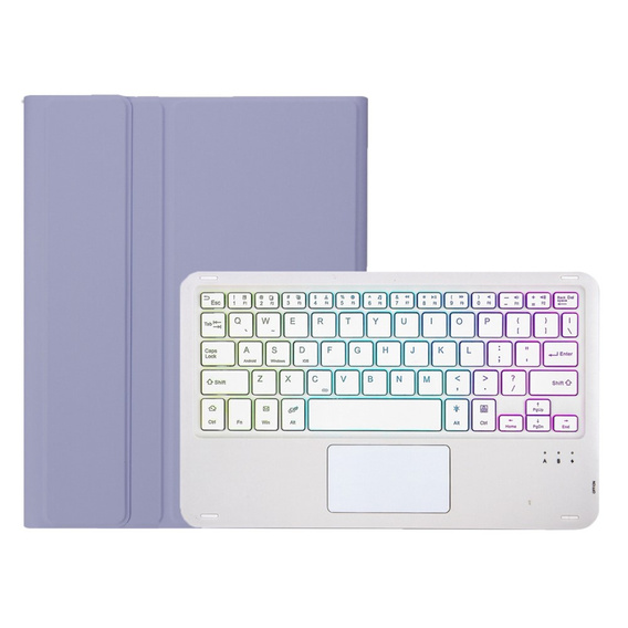 Case with illuminated bluetooth touchpad keyboard for iPad 10.9" 2022 (10 gen.), purple
