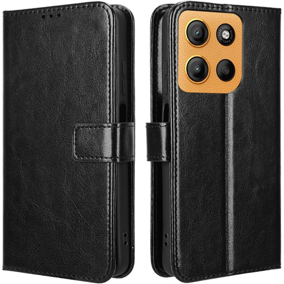 Flip case for Motorola Moto G15 / Motorola Moto G15 Power, Crazy Horse Wallet, black