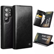 Flip case for Samsung Galaxy S25 Ultra, QIALINO Leather Wallet, black