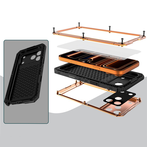 IP68 waterproof case for iPhone 17 Pro, orange