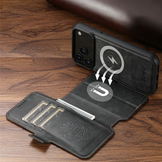 2-in-1 flip case for iPhone 17 Pro, SUTENI, for MagSafe, black