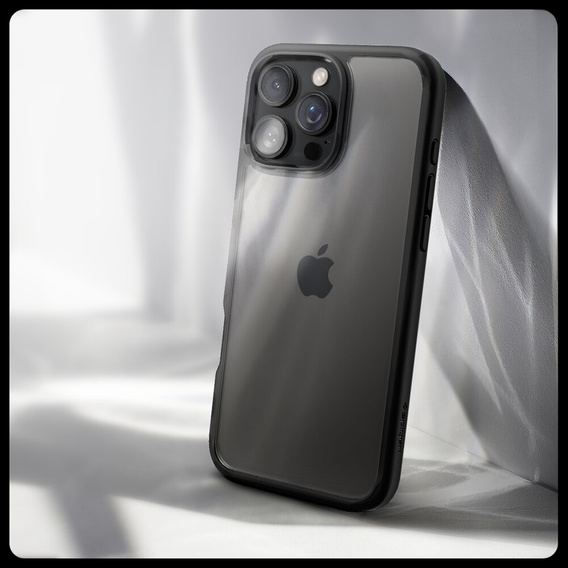 Spigen case for iPhone 16 Pro, Ultra Hybrid, black + 9H Tempered Glass