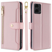 Flip case for Motorola Moto G04 / G24 / G24 Power, Wallet Zipper Pocket, pink