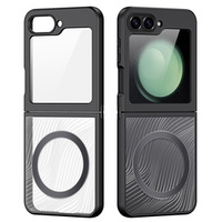 DuxDucis case for Samsung Galaxy Z Flip7 FE / Z Flip6, Aimo case, for MagSafe, transparent / black