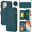 Flip case for Samsung Galaxy S24 Ultra, Wallet Zipper Pocket RFID, with shoulder strap, black