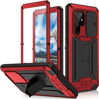 Armored case for Samsung Galaxy S22 Ultra, R-JUST CamShield Slide, red