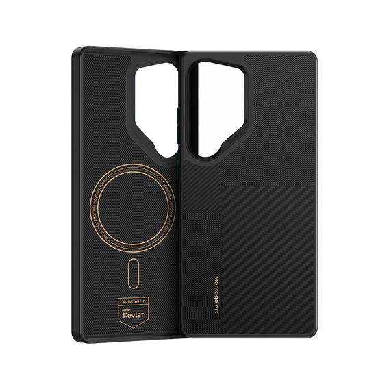 BENKS Kevlar Case for Samsung Galaxy S25 Ultra, for MagSafe, Carbon Fiber, black