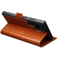 Flip case for Samsung Galaxy S25 Ultra, QIALINO Leather Wallet, brown