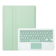 Case + keyboard Samsung Galaxy Tab A9+, Leather Pen Slot TouchPad, light green