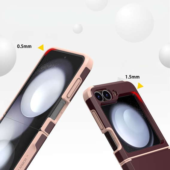 Armored Case for Samsung Galaxy Z Flip7 FE / Z Flip6, Armor Shockproof, maroon