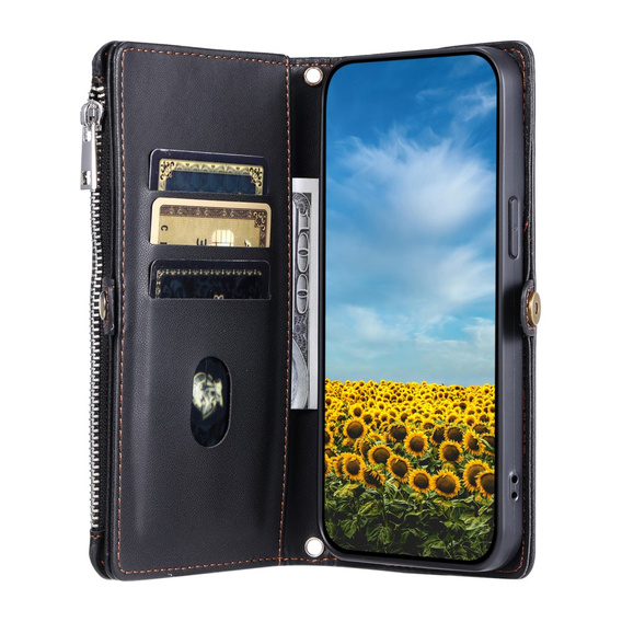 Flip case for Xiaomi Redmi 14C / Xiaomi Poco C75, Wallet Zipper Pocket, black