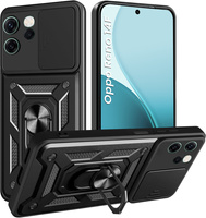 Armoured case for Oppo Reno 14F, with camera protection, with stand, black