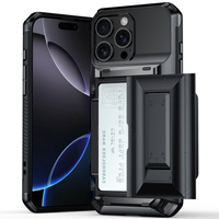 TPU + PC armoured case with card slot, black for iPhone 16 Pro Max