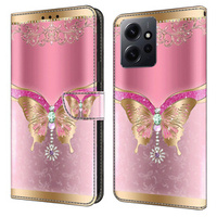 Flip case for Xiaomi Redmi Note 12 4G, Wallet Butterfly, pink