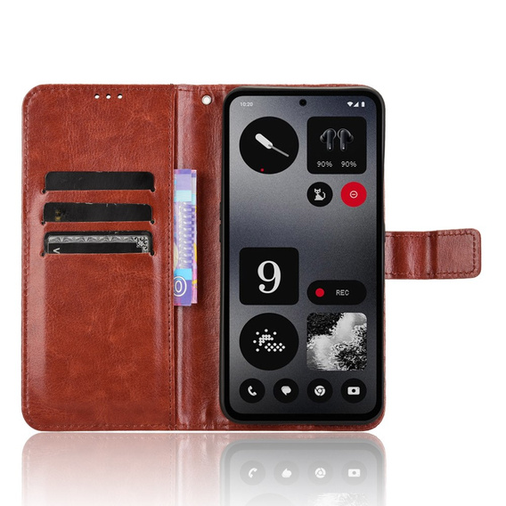 Flip case for Nothing CMF Phone 1, Crazy Horse Wallet, brown