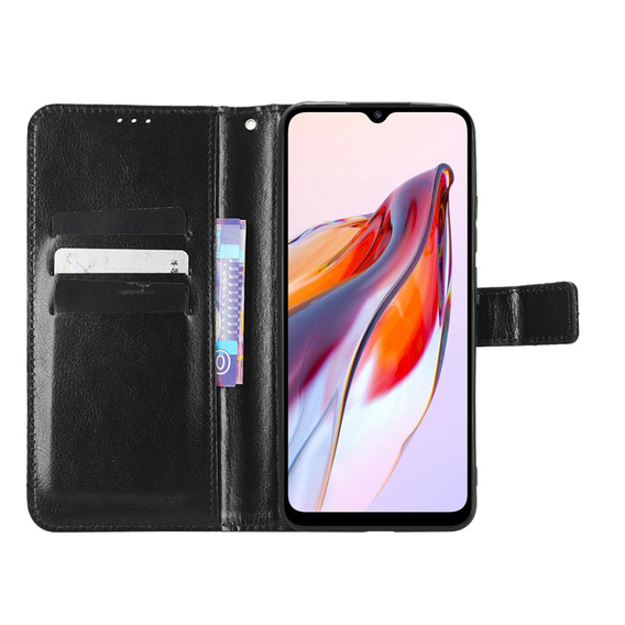 Flip case for Xiaomi Redmi 12C, Crazy Horse Wallet, black