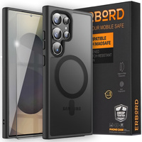 Case for Samsung Galaxy S25 Ultra, for MagSafe, ERBORD Matt Case, black + Screen Glass