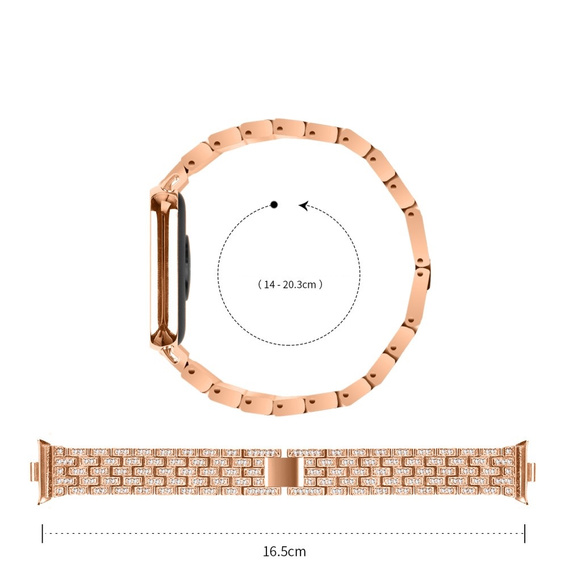Diamond bracelet for Xiaomi Smart Band 8 Pro, Pink rose gold