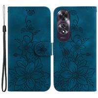 Flip case for Oppo A60, Lily Flower, dark blue