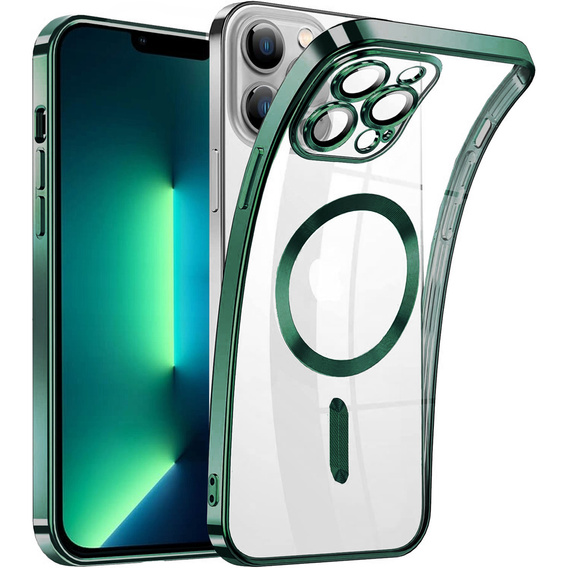 Case for iPhone 13 Pro, Electro MagSafe, green + Screen Glass
