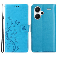 Flip case for Xiaomi Redmi Note 13 Pro+, Butterfly, blue