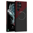 Case for Samsung Galaxy S22 Ultra, Magsafe Slim Carbon, black / red