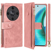 Flip case for Honor Magic 6 Lite 5G, Wallet Zipper Pocket, pink