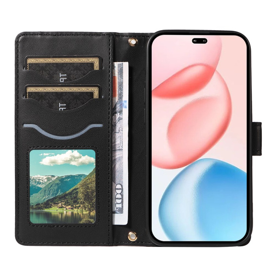 Crossbody Leather Wallet flip case for Honor 400 Pro 5G, black