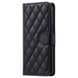 Flip case for Samsung Galaxy S25 FE, Rhombus Crossbody Leather, black