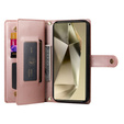 Flip case for Samsung Galaxy S25 Ultra, Wallet Zipper Pocket, pink