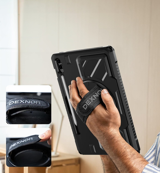 Dexnor 360° case with strap and stylus holder for Samsung Galaxy Tab S9 FE+
