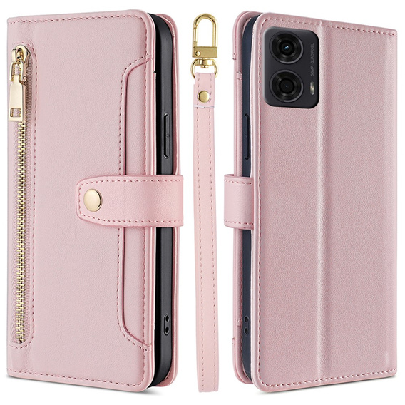 Flip case for Motorola Moto G04 / G24 / G24 Power, Wallet Zipper Pocket, pink