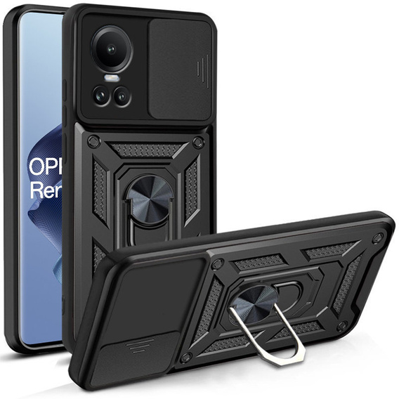Case for Oppo Reno 10 / 10 Pro, CamShield Slide, black