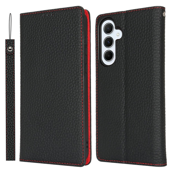 Flip case for Samsung Galaxy S25+ Plus, Litchi Skin Grain, black