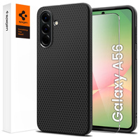 Spigen case for Samsung Galaxy A56 5G, Liquid Air, black + 9H Tempered Glass